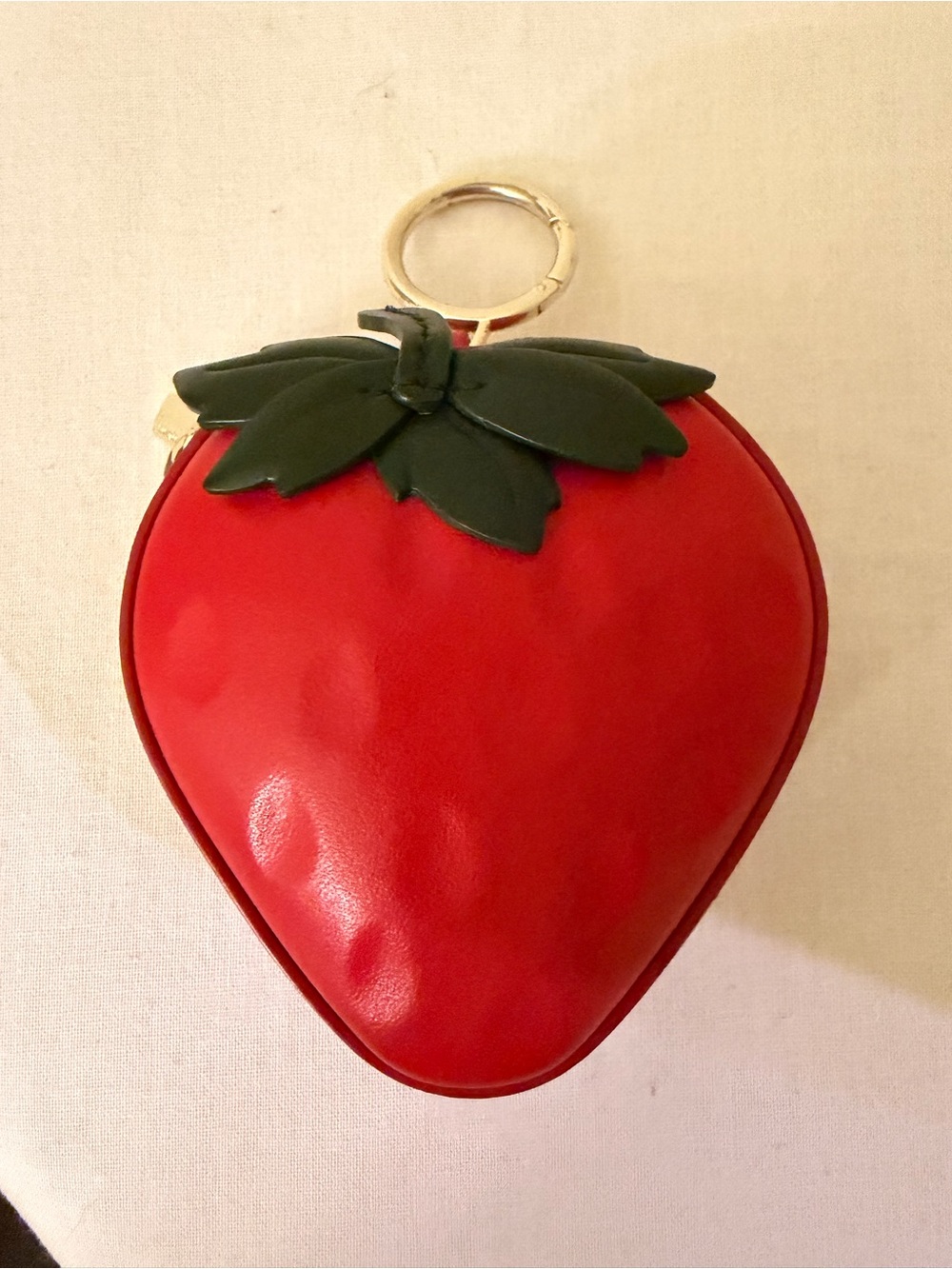 kate spade Red Strawberry Coin & Key Pouch with Green Leaf Accent